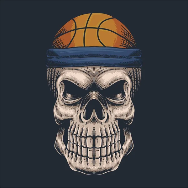 Schedel Basketbal Vector Illustratie — Stockvector