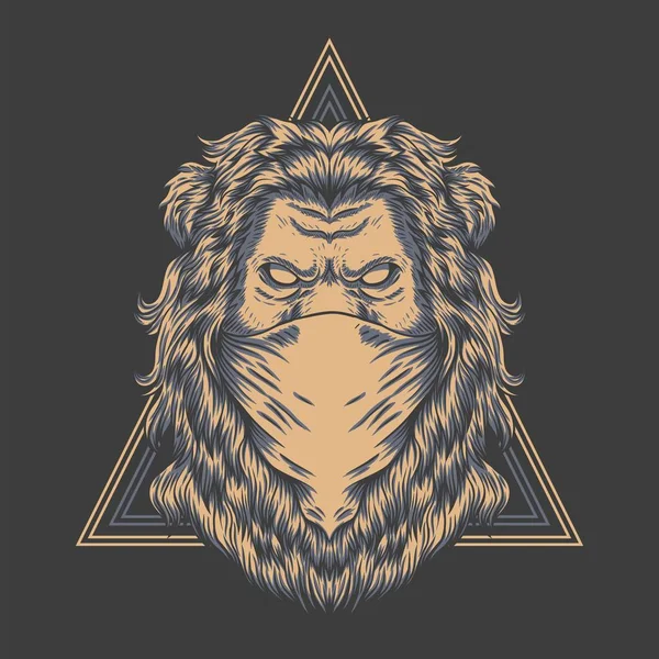 Lion Bandana Triangle Badge Vector Illustration — Stock Vector