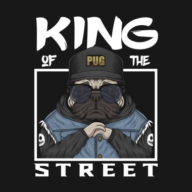 Pug king of the street vector illustration for your company or brand clipart