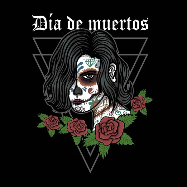 Dia Muertos Mulher Vetor Ilustração Para Sua Empresa Marca — Vetor de Stock