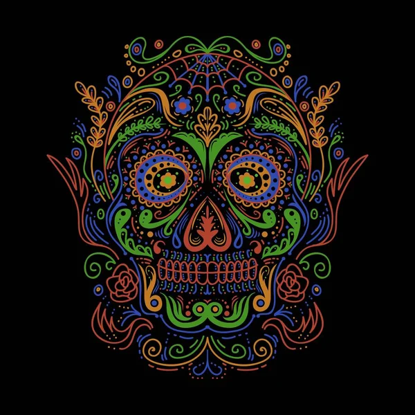 Sugar Skull Decoração Colorido Vetor Ilustração Para Sua Empresa Marca — Vetor de Stock