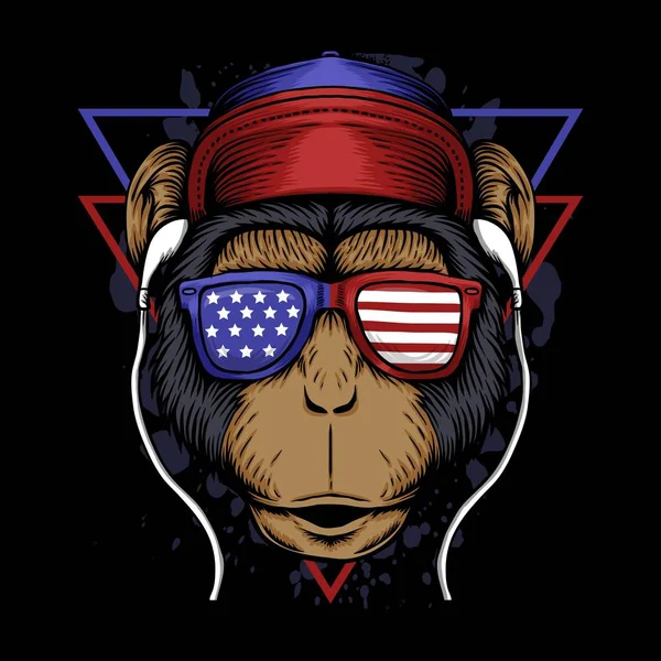 Monkey America Vector Illustration Your Company Brand — ストックベクタ