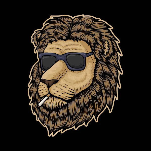 Lion Head Smoke Vector Illustratie Voor Bedrijf Merk — Stockvector