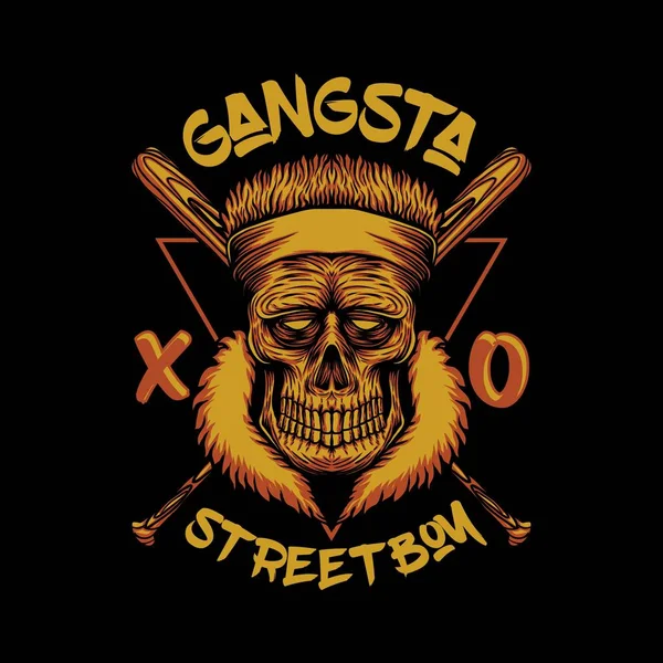 Crânio Gangsta Rua Menino Vetor Ilustração Para Sua Empresa Marca —  Vetores de Stock