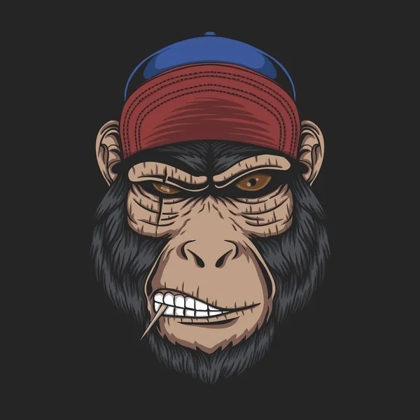 Monkey Head Cap Vektor Illustration Für Ihr Unternehmen Oder Ihre — Stockvektor