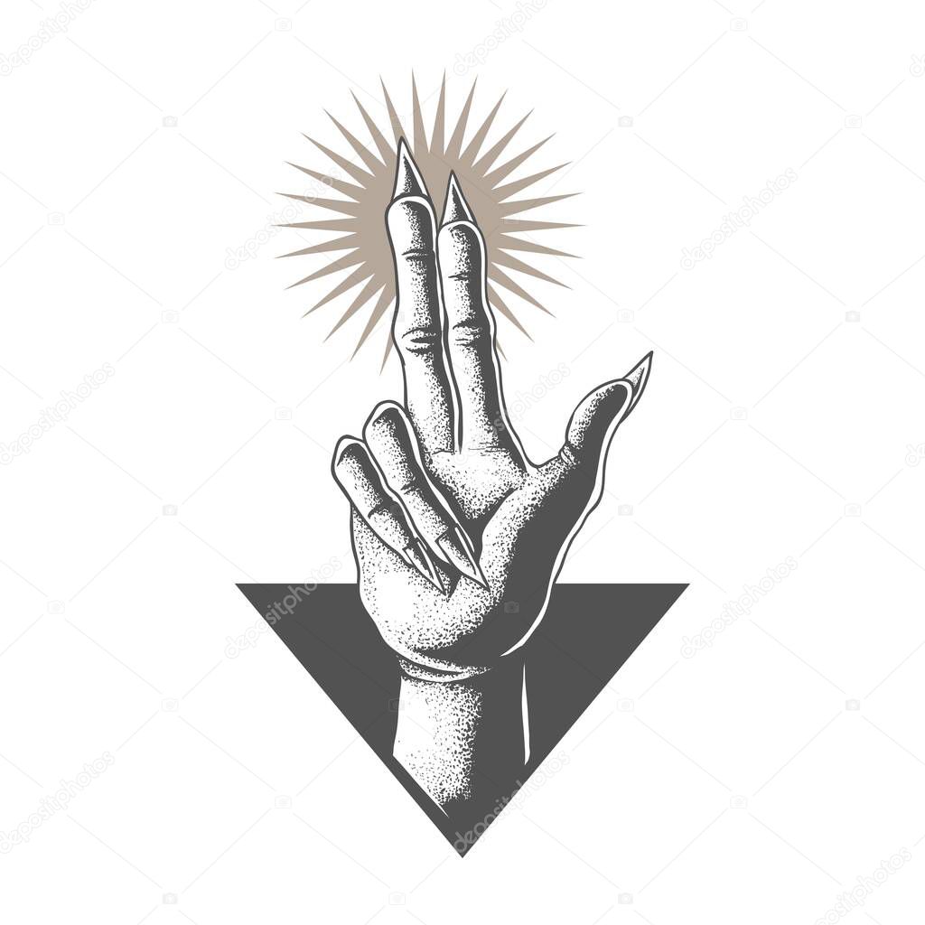 Hand in satanic vector illustration for your company or brand