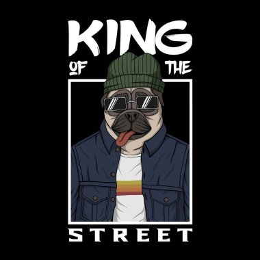 Pug dog king of the street vector illustration for your company or brand clipart