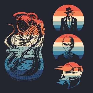 İnsanlar şirketiniz veya markanız için retro vektör illüstrasyonu topluyor