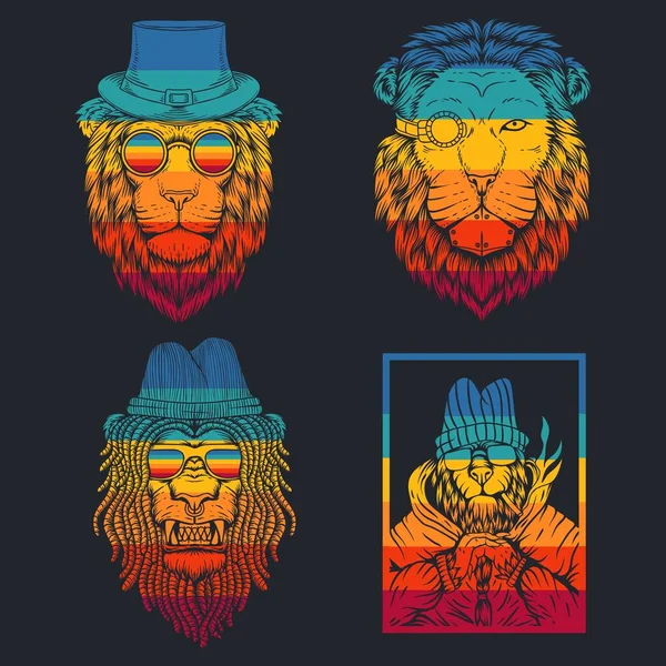 Illustration Vectorielle Rétro Lion Pour Votre Entreprise Marque — Image vectorielle