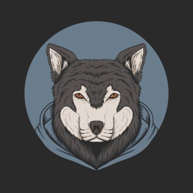 Şirketiniz veya markanız için Kurt kapüşonlu vektör çizimi