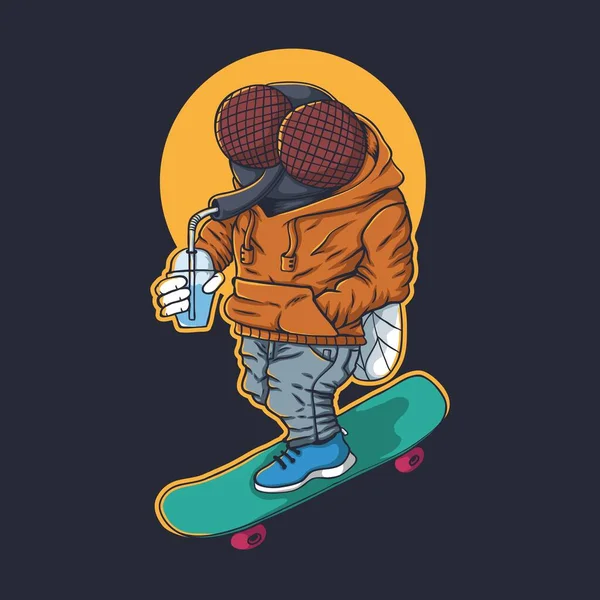 Flies Skateboard Vector Illustration Για Την Εταιρεια Brand Σας — Διανυσματικό Αρχείο