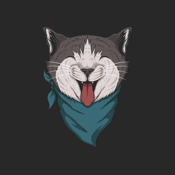 Head Cat Bandana Illustration Für Ihr Unternehmen Oder Ihre Marke — Stockvektor