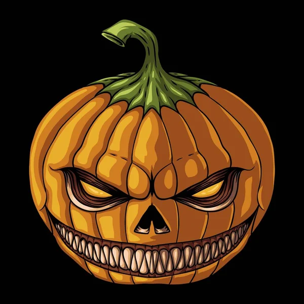 Halloween Citrouille Sourire Illustration Vectorielle Maléfique Pour Votre Entreprise Marque — Image vectorielle