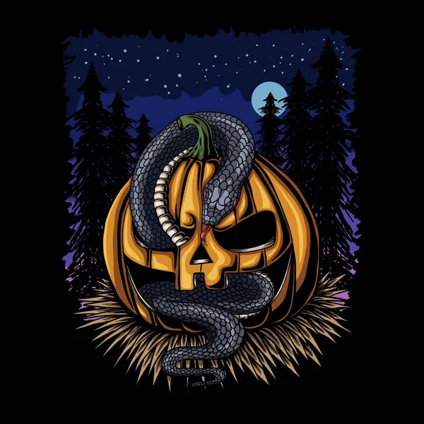 Halloween Sütőtök Kígyó Vektor Illusztráció Cég Vagy Márka — Stock Vector