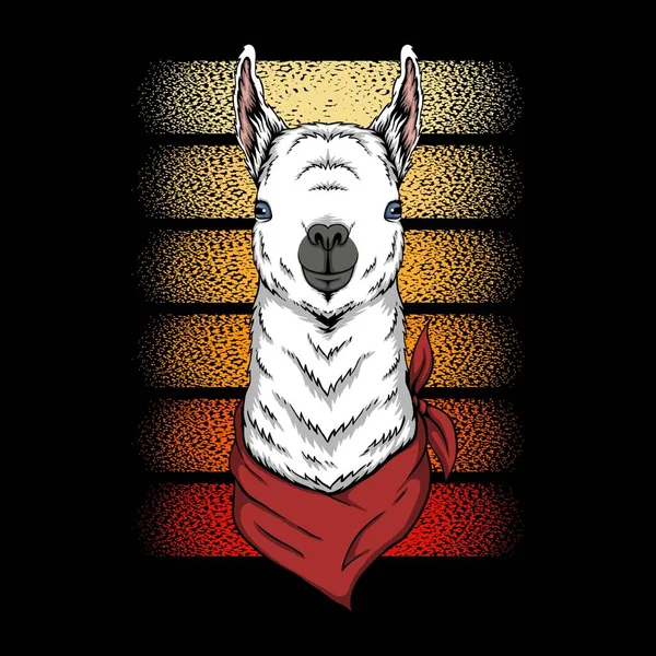 Lama Slijtage Bandana Retro Vector Illustratie Voor Bedrijf Merk — Stockvector