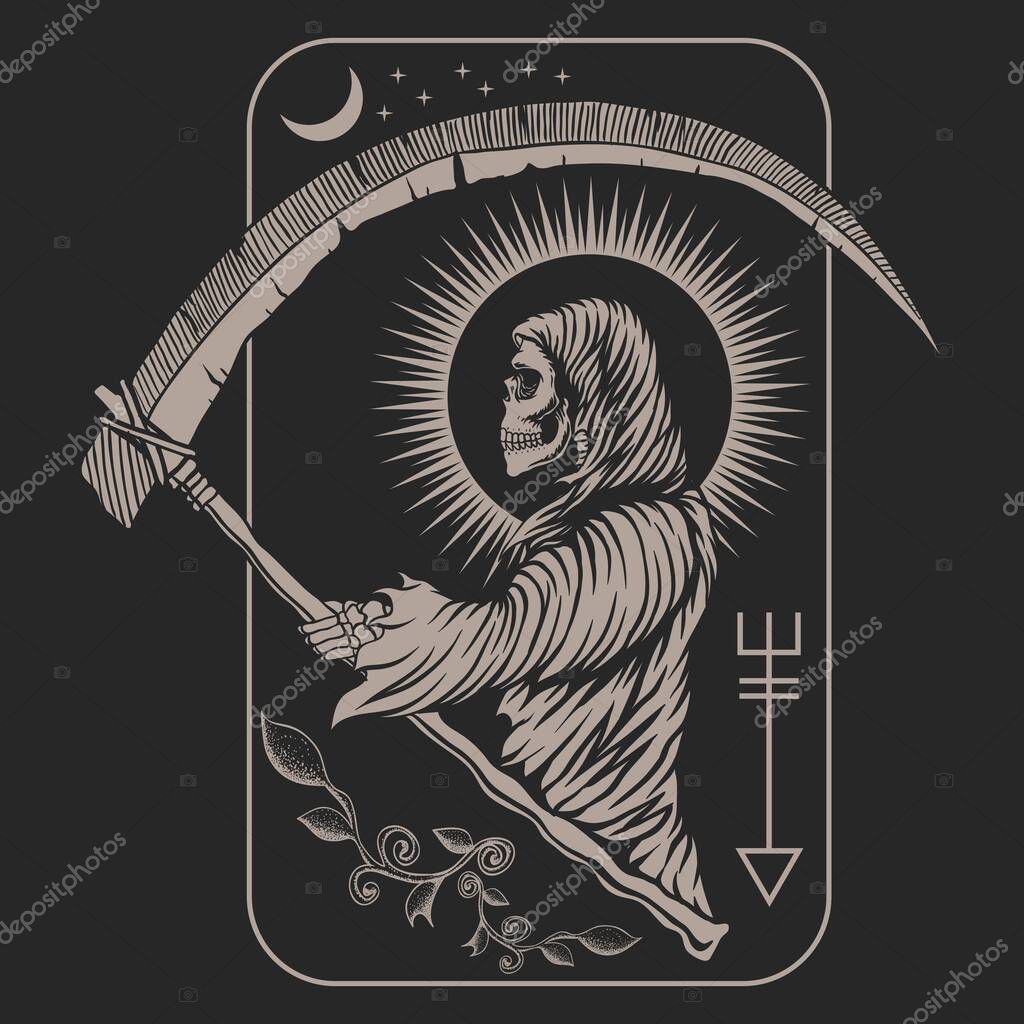 Reaper vintage vector illustration for your company or brand