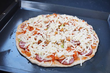Ham Pişirme pizza, lezzetli ev yapımı peynir pizza