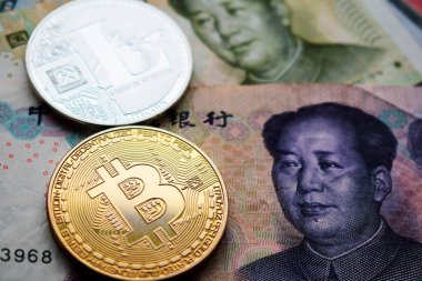 Bitcoin Btc ve Çin Yuan sikkelerinde Litecoin Ltc.