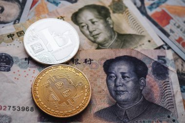 Bitcoin Btc ve Litecoin Ltc sikkelerinde Çin Yuan ve ABD Doları.