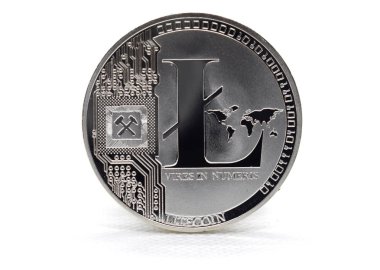 Gümüş Litecoin Ltc beyaz bir arka plan üzerinde izole