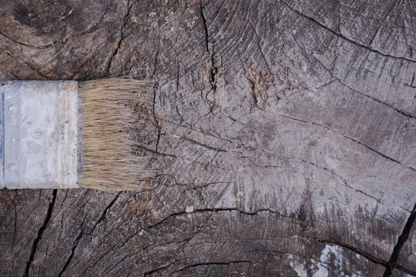 Cepille sobre un fondo de madera. Pintura superficie de madera . — Foto de Stock