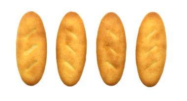 Beyaz bir arka plan üzerinde bir somun şeklinde Pasta