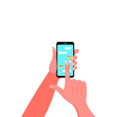Smartphone elinde. Vektör çizim