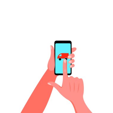 Smartphone elinde. Vektör çizim