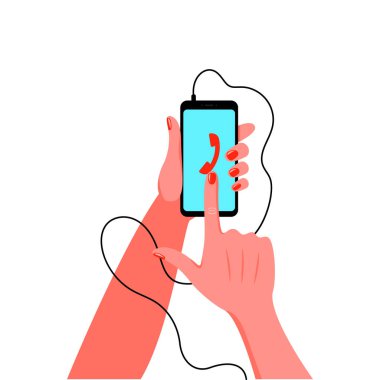 El manikür ile akıllı telefon. Vektör çizim