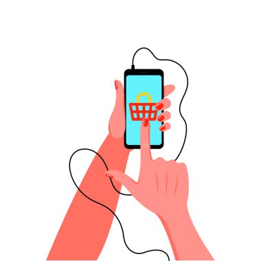 El manikür ile akıllı telefon. Vektör çizim