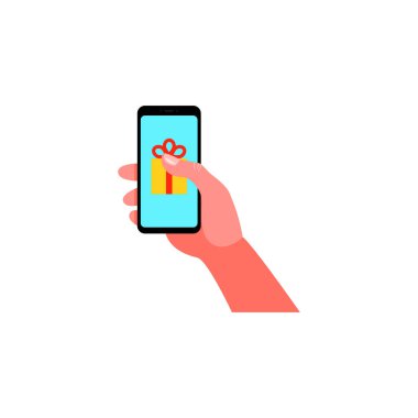 Smartphone elinde. Vektör çizim