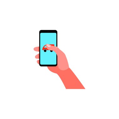 Smartphone elinde. Vektör çizim