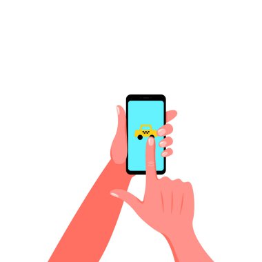 Smartphone elinde. Vektör çizim