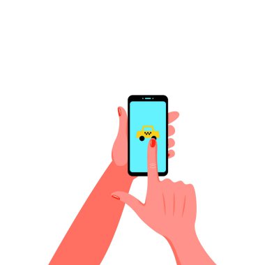 El manikür ile akıllı telefon. Vektör çizim