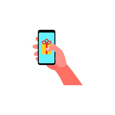 Smartphone elinde. Vektör çizim