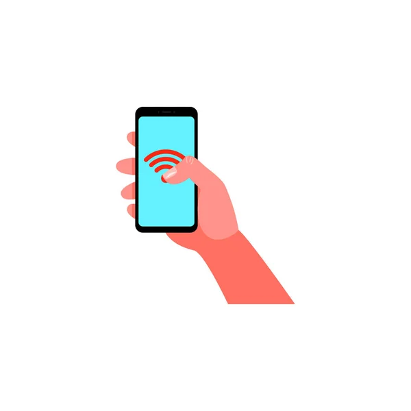 Smartphone en la mano. Ilustración vectorial — Vector de stock