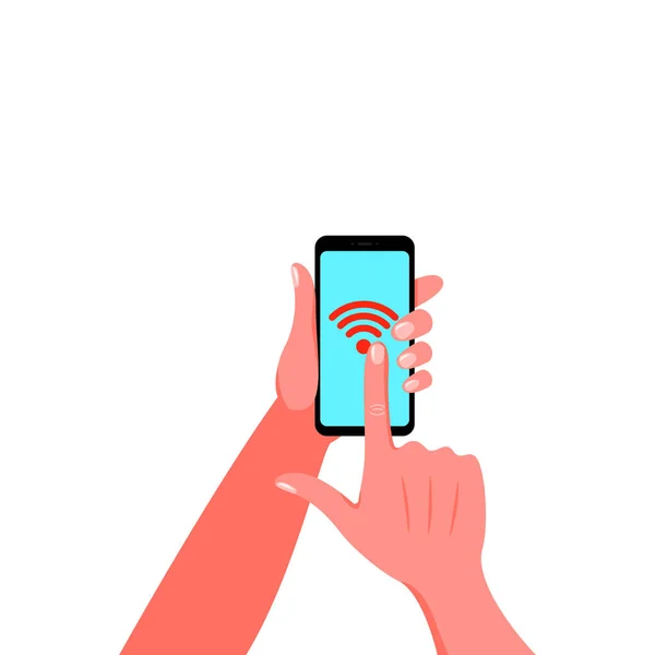 Smartphone en la mano. Ilustración vectorial — Vector de stock