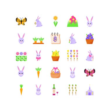 Paskalya tatili için Paskalya simgeler kümesi. Vektör çizim.