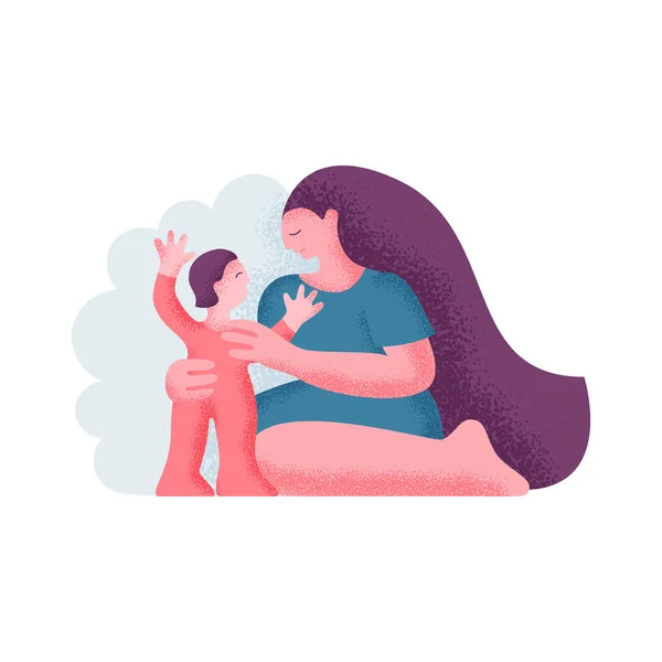 Mère et enfant. Mère embrasse l'enfant. Illustration vectorielle . — Image vectorielle