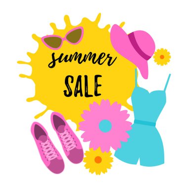 Yaz satışı afiş tasarım arka plan. Vektör