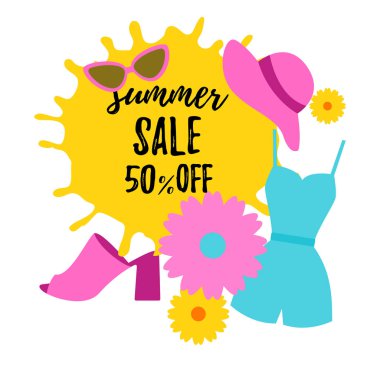 Yaz satışı afiş tasarım arka plan. Vektör