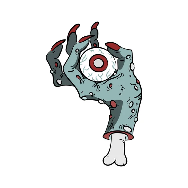 Kartun tangan zombie memegang mata - Stok Vektor
