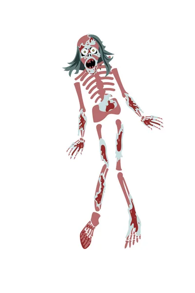 Chica zombi. Linda mujer joven con estilo de Monstruo Muerto va a la fiesta de Halloween . — Archivo Imágenes Vectoriales