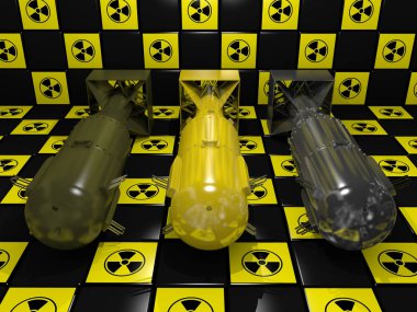 Üç atom bombası. 3D render