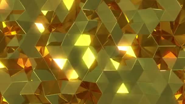 Glänzend Reflektierende Goldene Dreiecke — Stockvideo