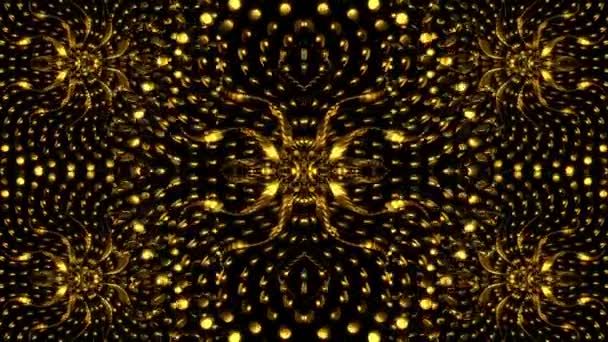 Gouden Caleidoscoop Abstracte Achtergrond — Stockvideo
