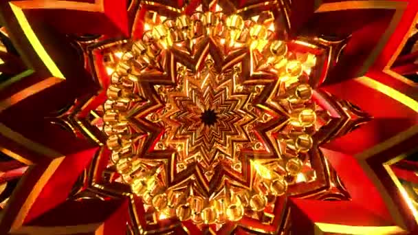 Ornamento Abstrato Vermelho Dourado — Vídeo de Stock