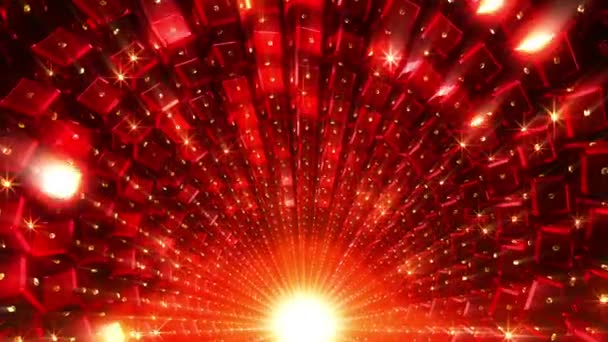 背景红色立方体隧道 — 图库视频影像