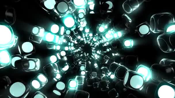 ランダムな輝くキューブ トンネル — ストック動画