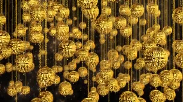 Golden Balls Abstract Background — Stock Video
